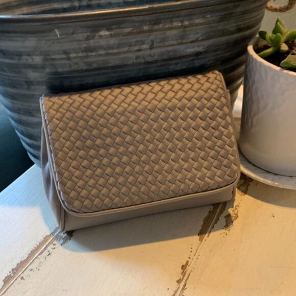 Nicole Miller Satin Taupe Clutch - Picture 1 of 7